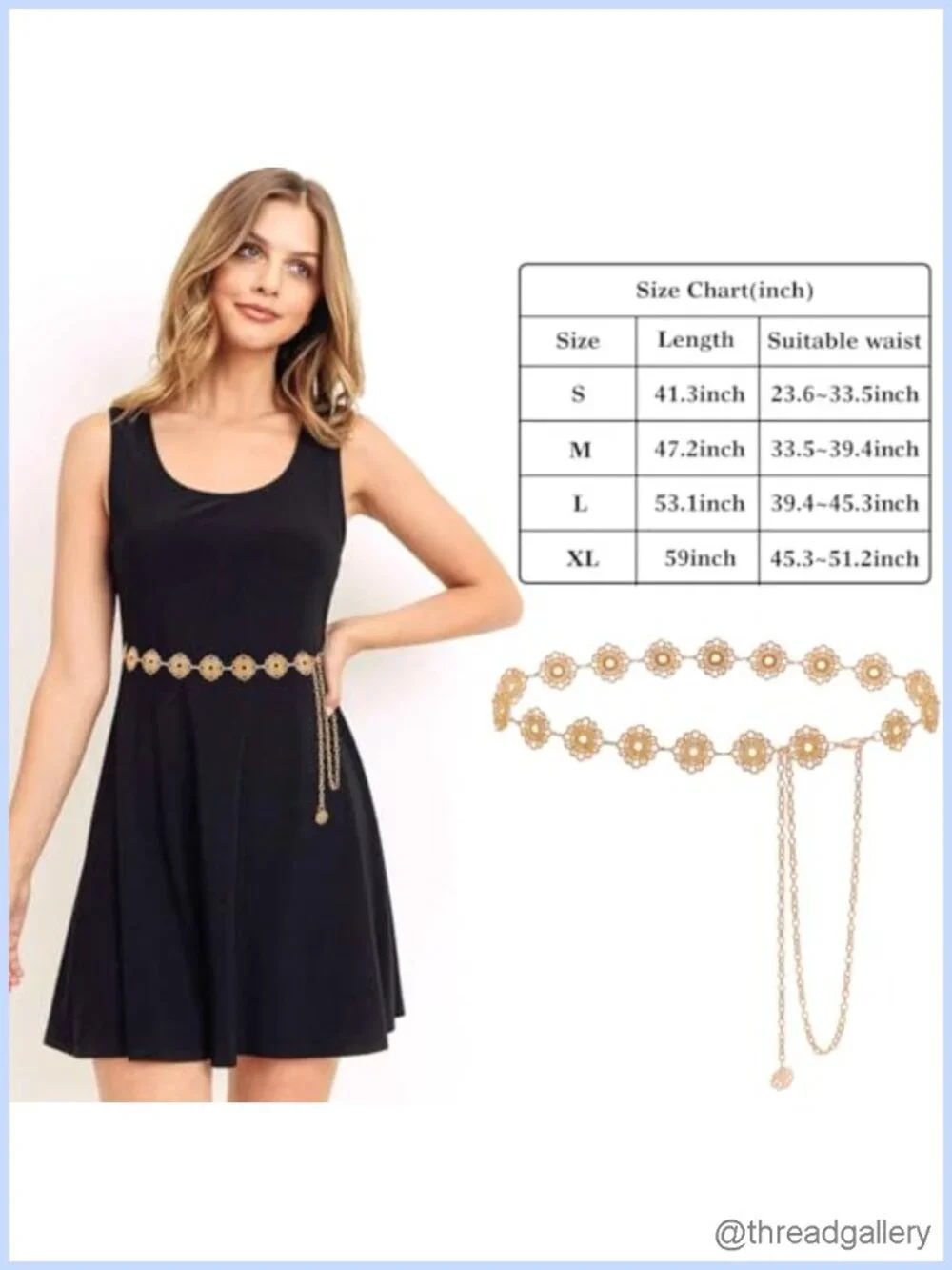 Metal Waist Chain Belt Small Flower Adjustable Women